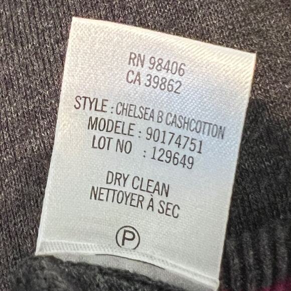 Theory Chelsea B cardigan sweater grey cashmere blend pink stripe detail Sz M - Picture 8 of 8